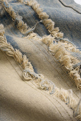 Denim Frayed Straight Leg Jeans