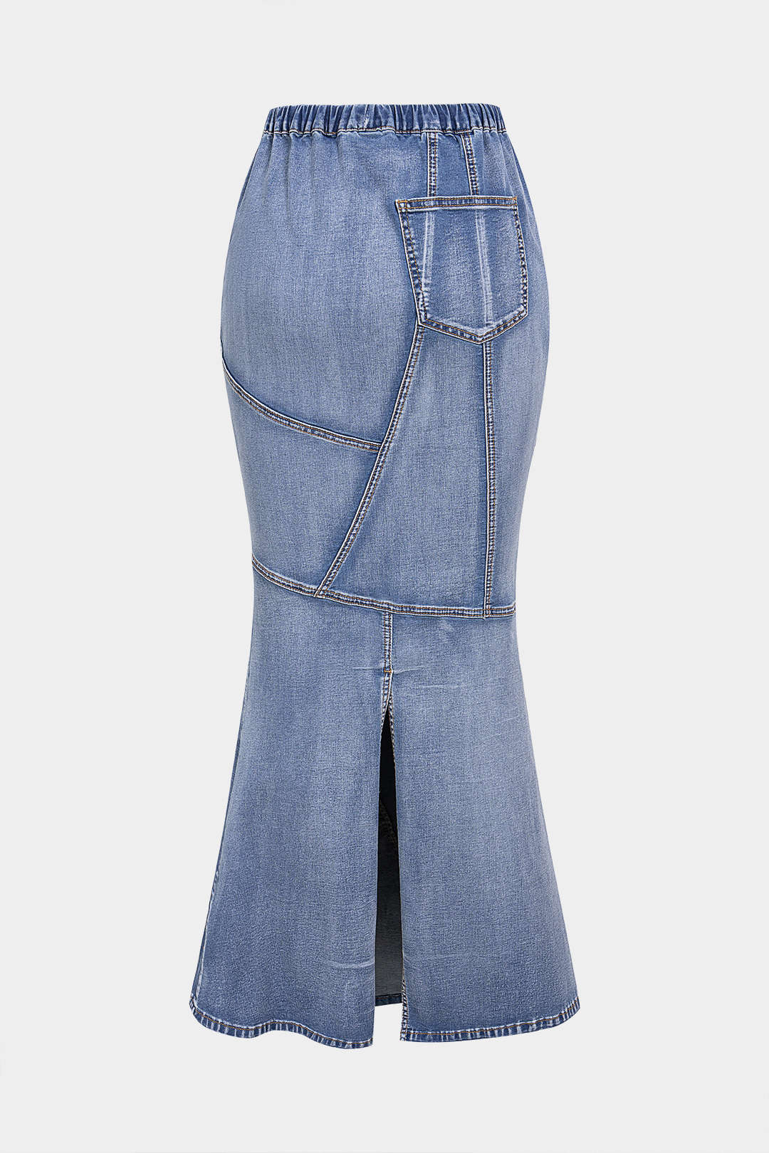 Denim Drawstring Asymmetrical Mermaid Skirt