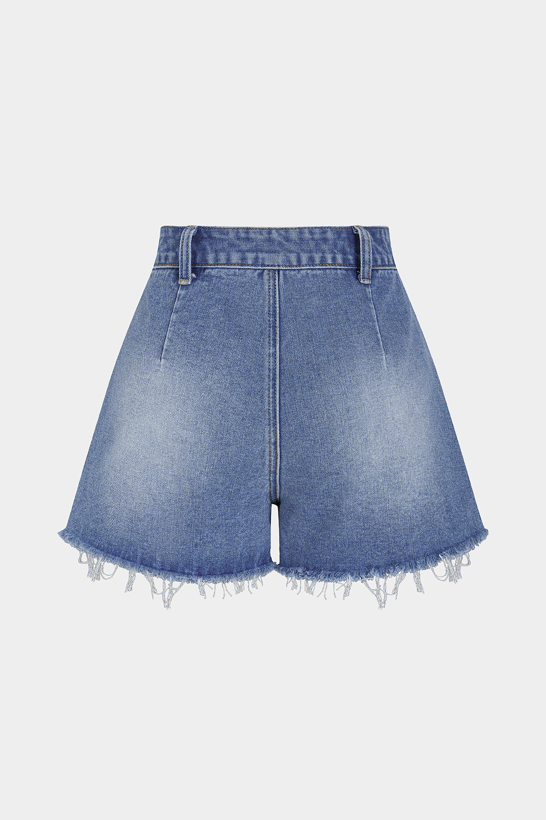 Denim Frayed Zipper Pocket Shorts