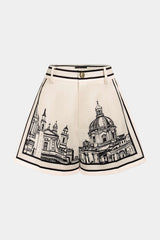 Artistic Print Satin Shorts