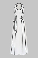 Contrast Binding V-Neck Tie-Up Sleeveless Jumpsuit