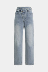 Asymmetric Waist Straight Leg Jeans