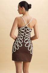 Contrast Braided Backless Slip Sleeveless Mini Dress