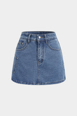 Denim Asymmetrical Pocket Shorts