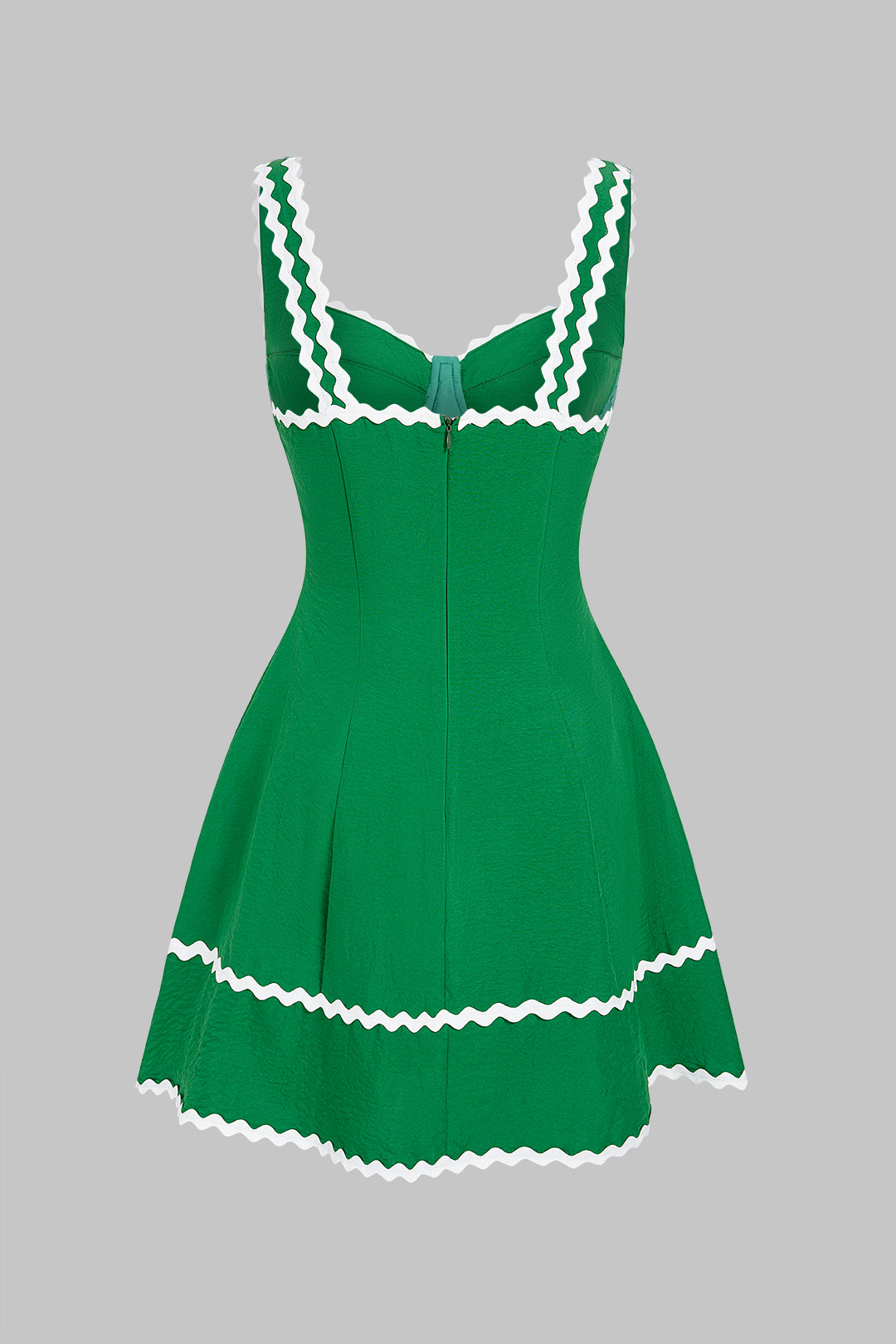 Contrast Binding Zipper Slip Sleeveless Mini Dress