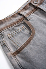 Denim Stitching Washed Pocket Jeans