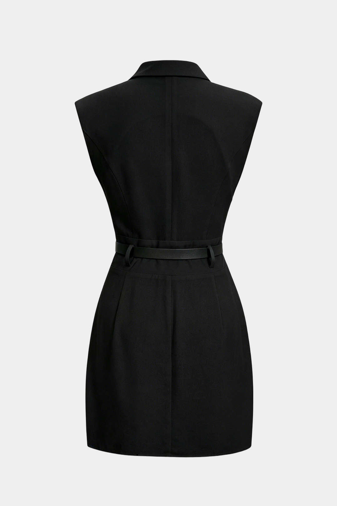 Asymmetrical Ruched Belted Sleeveless Mini Dress