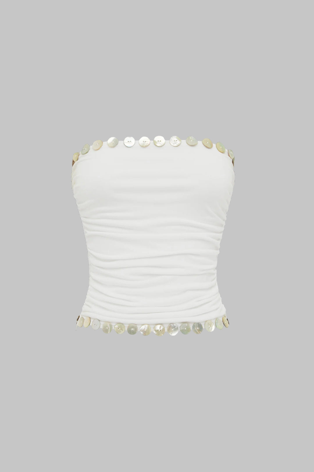 Button Ruched Tube Top