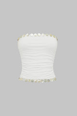 Button Ruched Tube Top