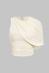 Asymmetrical Ruched Sleeveless T-Shirt
