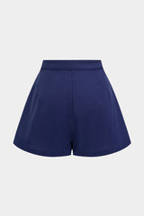 Asymmetrical Button Ruched Shorts