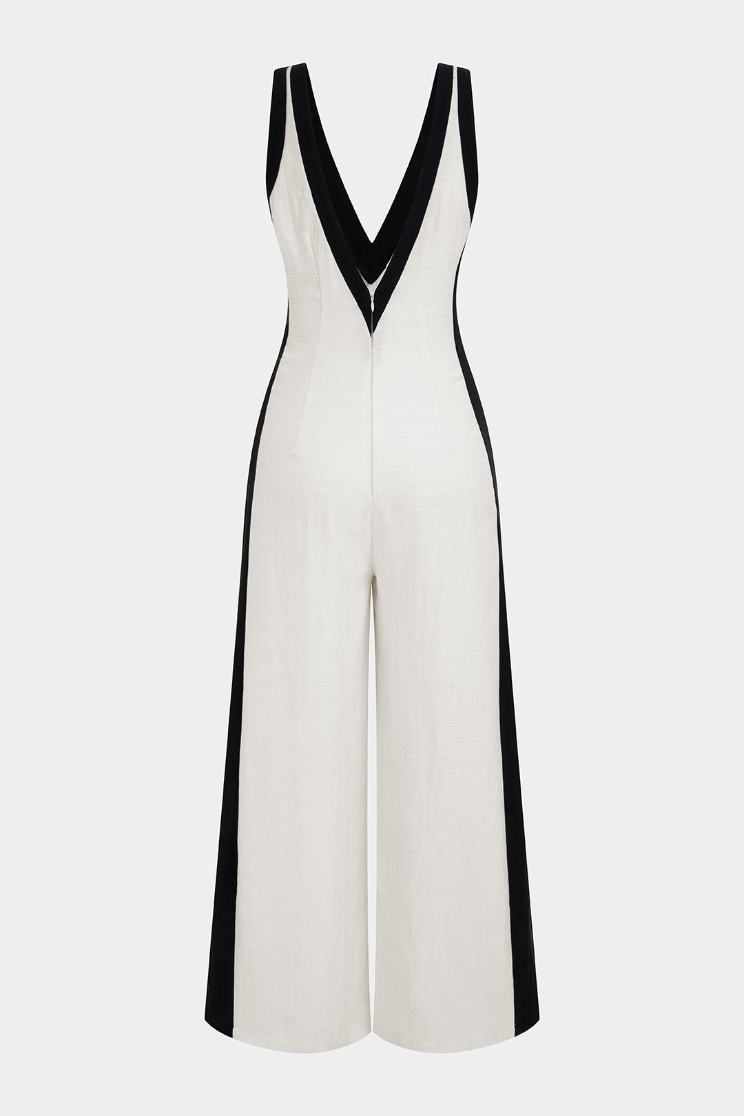 Contrast Binding V-Neck Wide Leg Jumpsuit