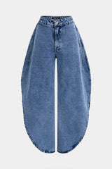 Denim Button Barrel Jeans