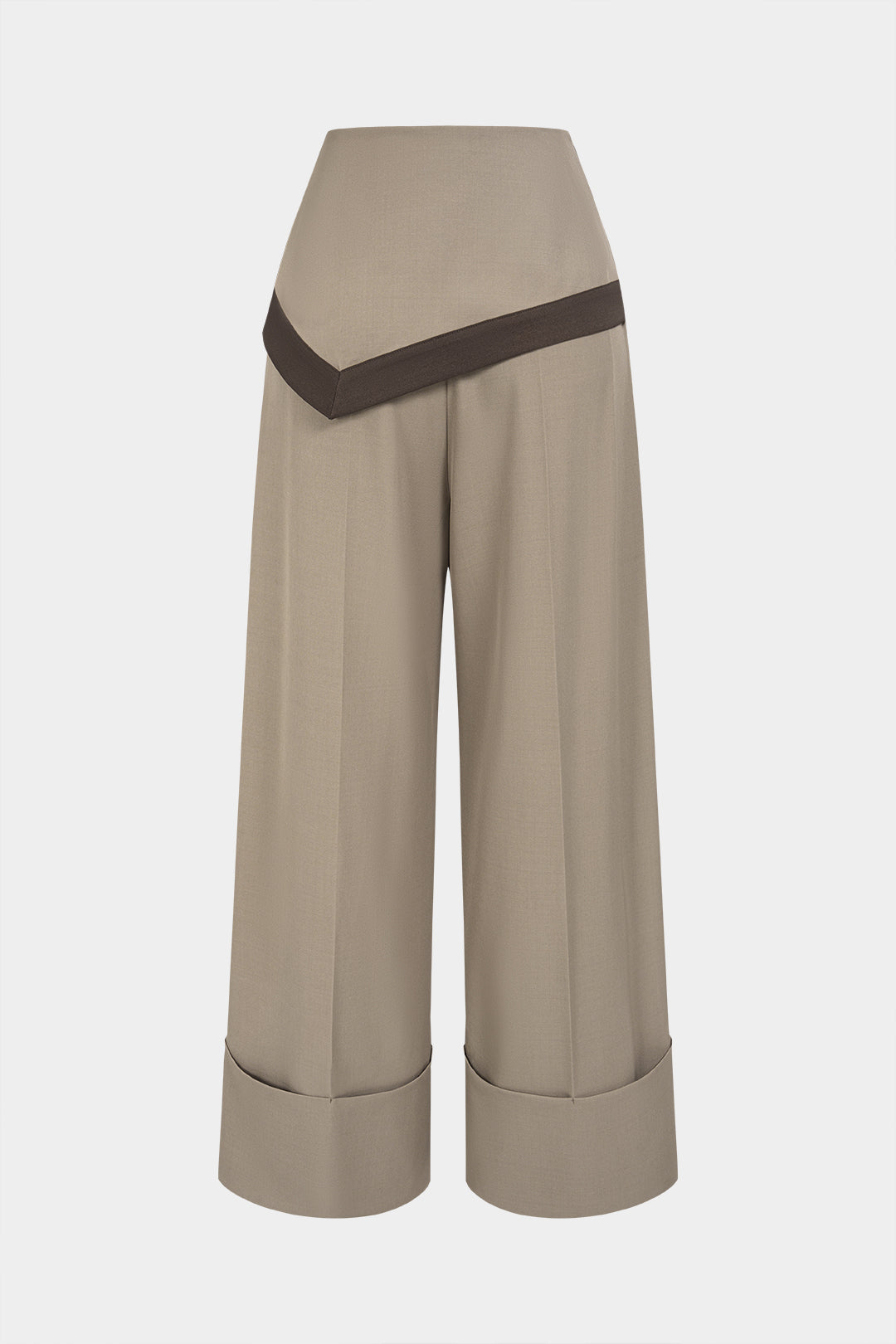 Contrast Trim Asymmetrical Pants