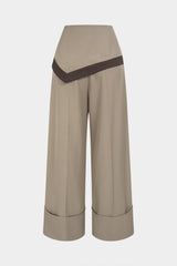 Contrast Trim Asymmetrical Pants