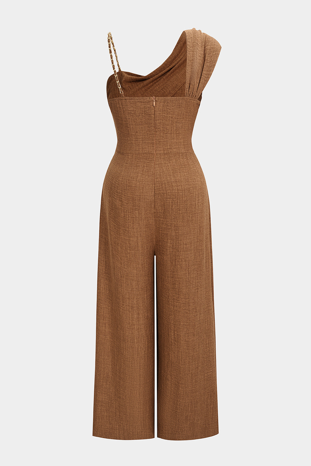 Asymmetrical Ruched Cut Out Sleeveless Jumpsuit