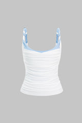 Contrast Twist Knot Ruched Cami Top