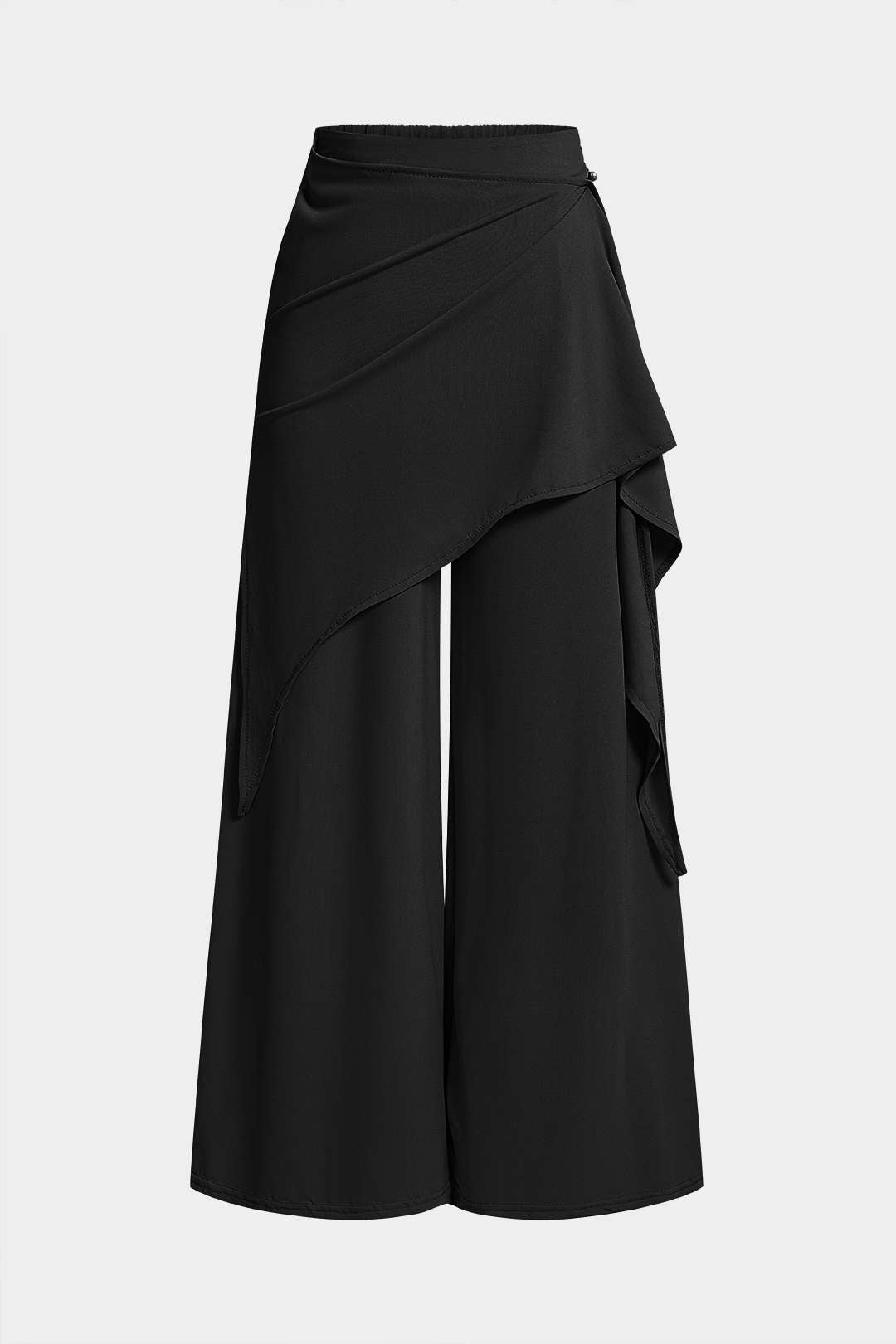 Asymmetrical Ruched Tie-Up Wide Leg Pants