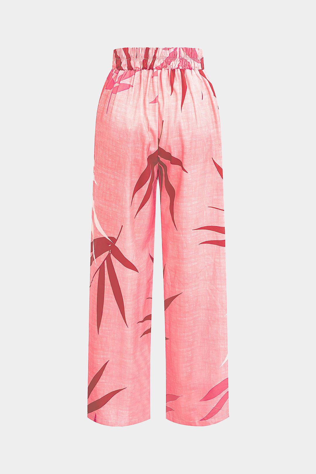 Bamboo Leaf Print Knot Cami Top And Pants Set