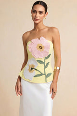 3D Floral Embroidery Tube Top