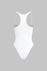 Basic Solid Deep-V Neck Bustier Sleeveless Bodysuit