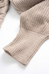 Cable Knit Crossed V-Neck Long-Sleeve Top