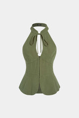 Cut Out Tie-Up Backless Tank Top