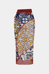Contrast Print Chiffon Bikini Bottom