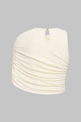 Asymmetrical Ruched Sleeveless T-Shirt