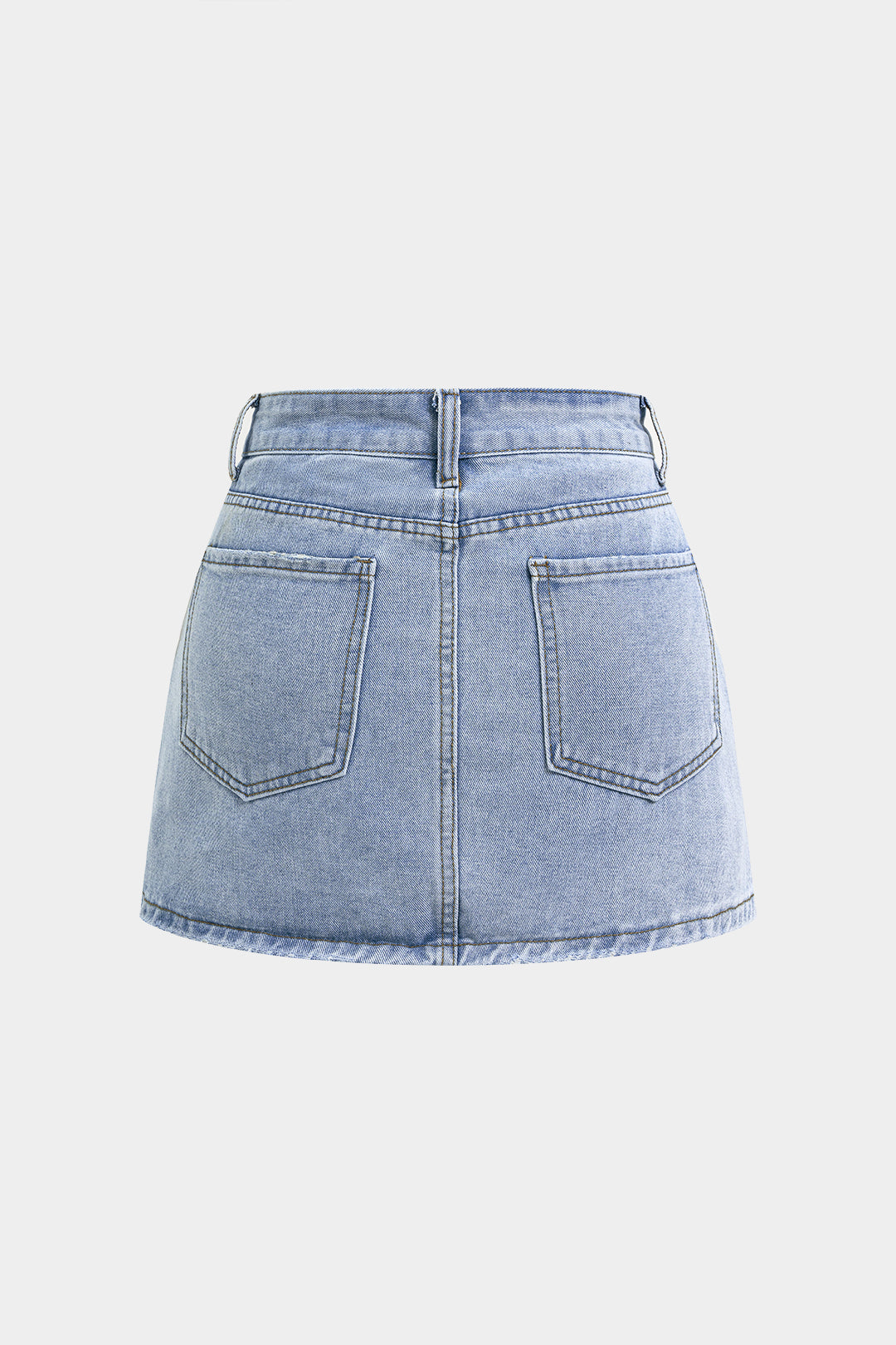 Denim Asymmetrical Pocket Skirt
