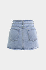 Denim Asymmetrical Pocket Skirt
