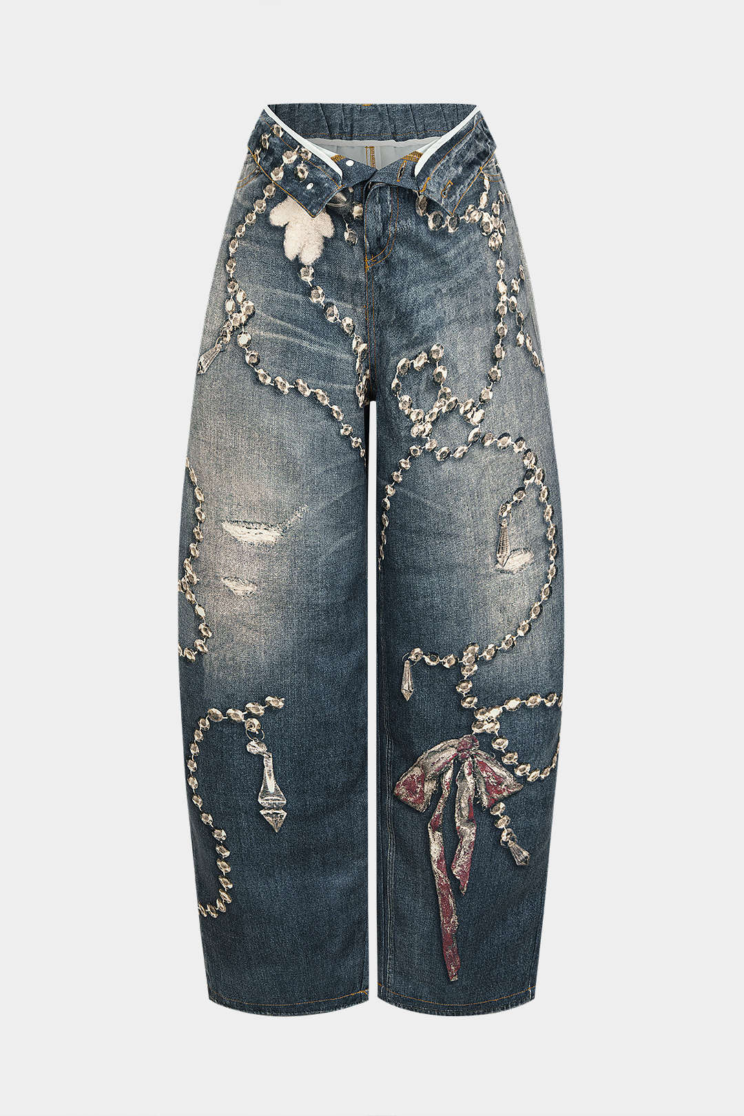 Artistic Print High Waist Wide Leg Pants