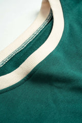 Contrast Binding Long-Sleeve Top And Drawstring Skirt Set