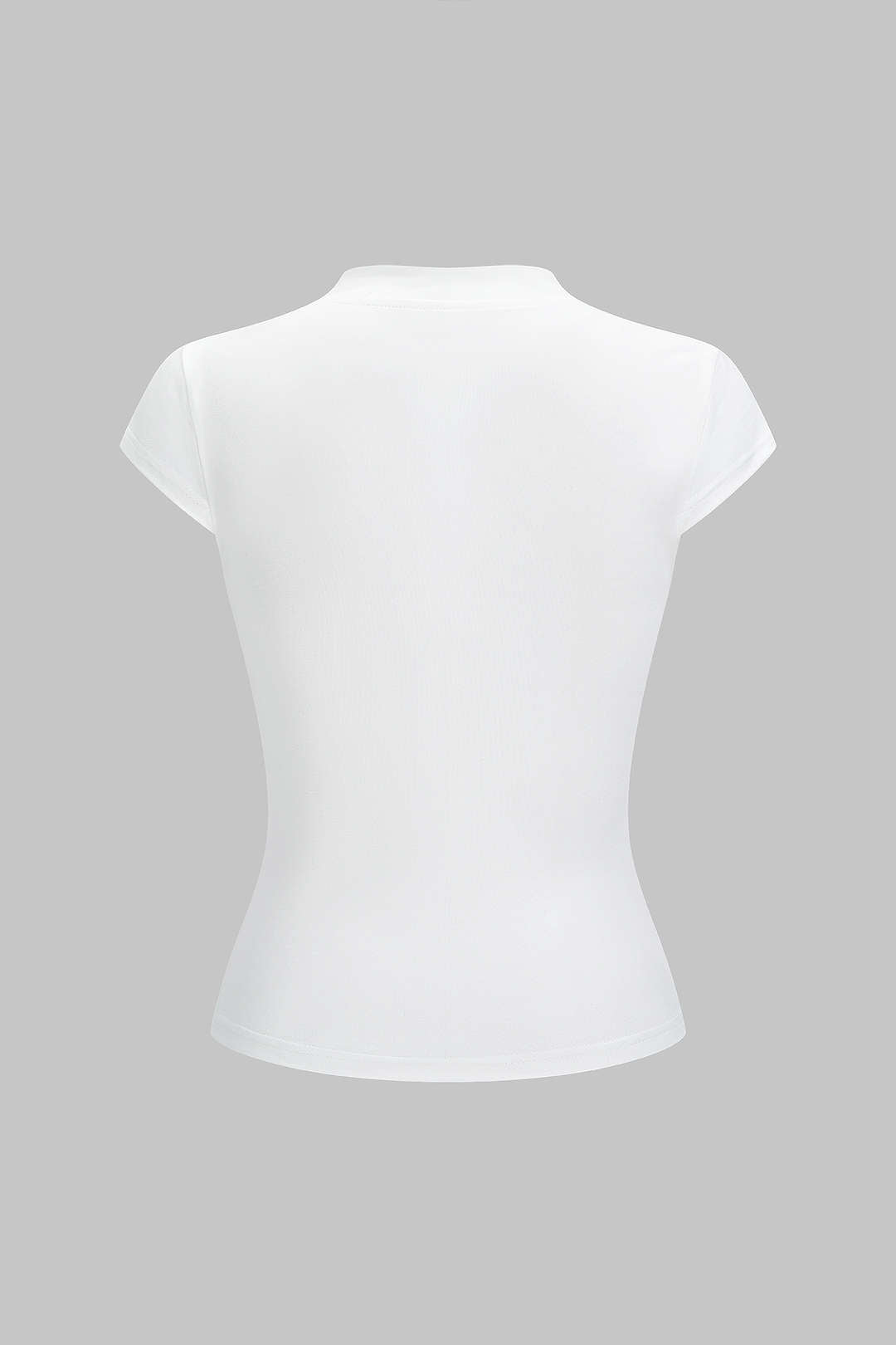 Contrast Frog Button Cut Out Short Sleeve T-Shirt