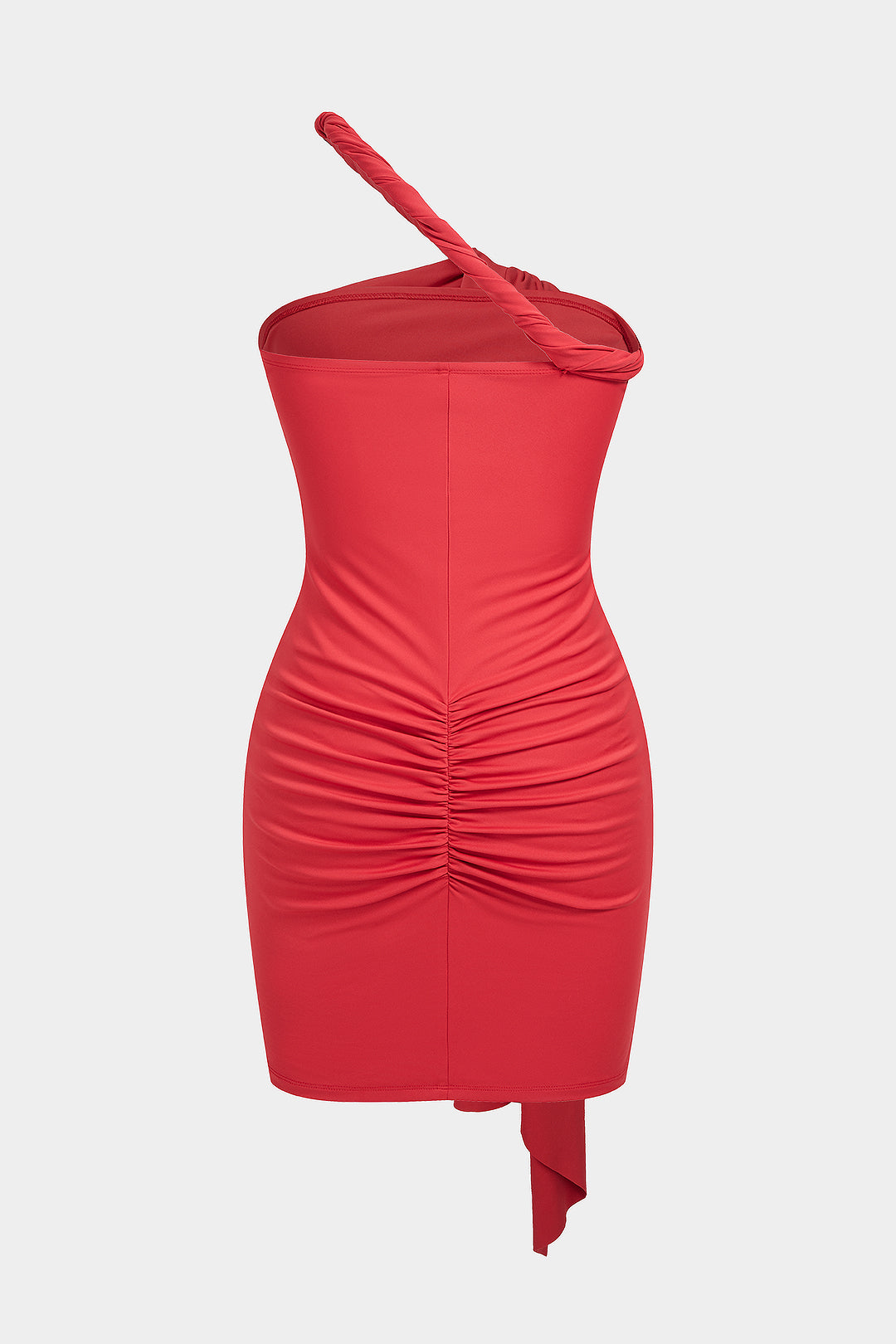 Asymmetrical Twist Knot Ruched Sleeveless Mini Dress