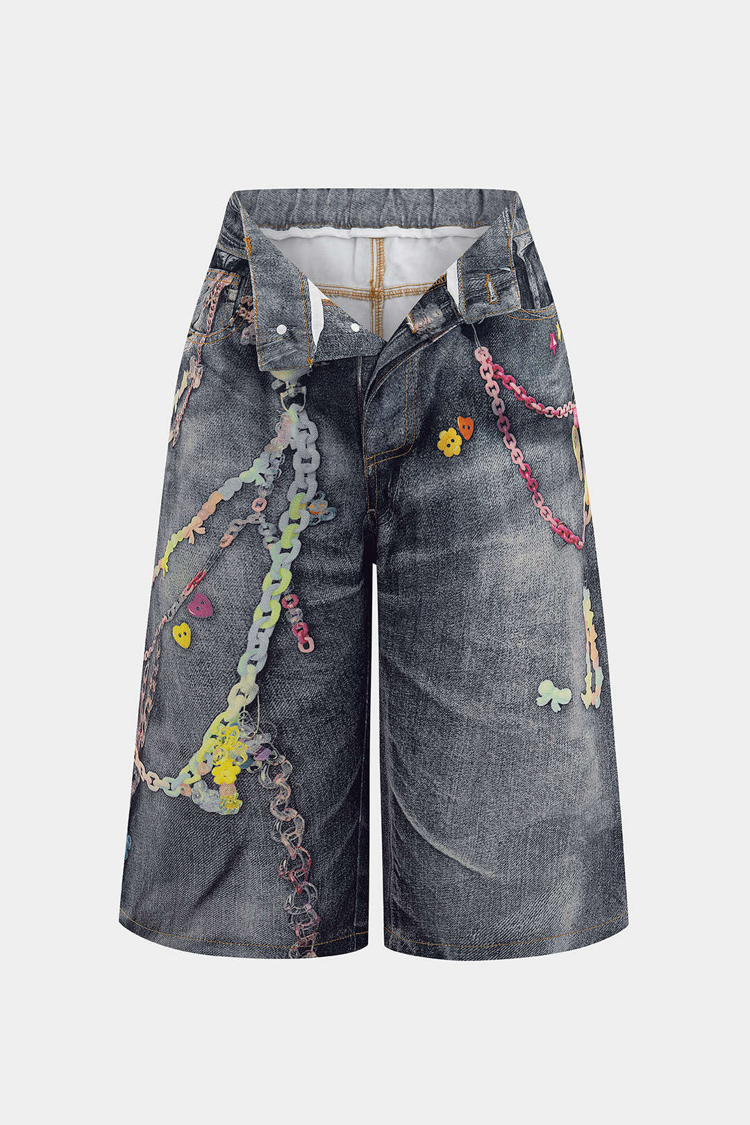 Chain Print  Wide Leg Shorts