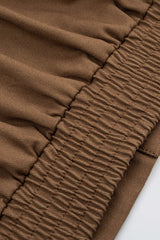 Button Ruched Short-Sleeve Shirt