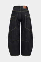 Denim Washed Wide Leg Barrel Jeans