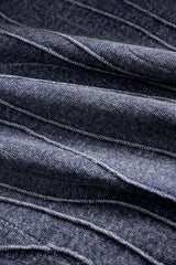 Denim Button Smocked Ruched Outerwear