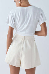 Crossed Strappy High Waist Wide Leg Shorts