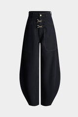 Denim Metallic Barrel Jeans