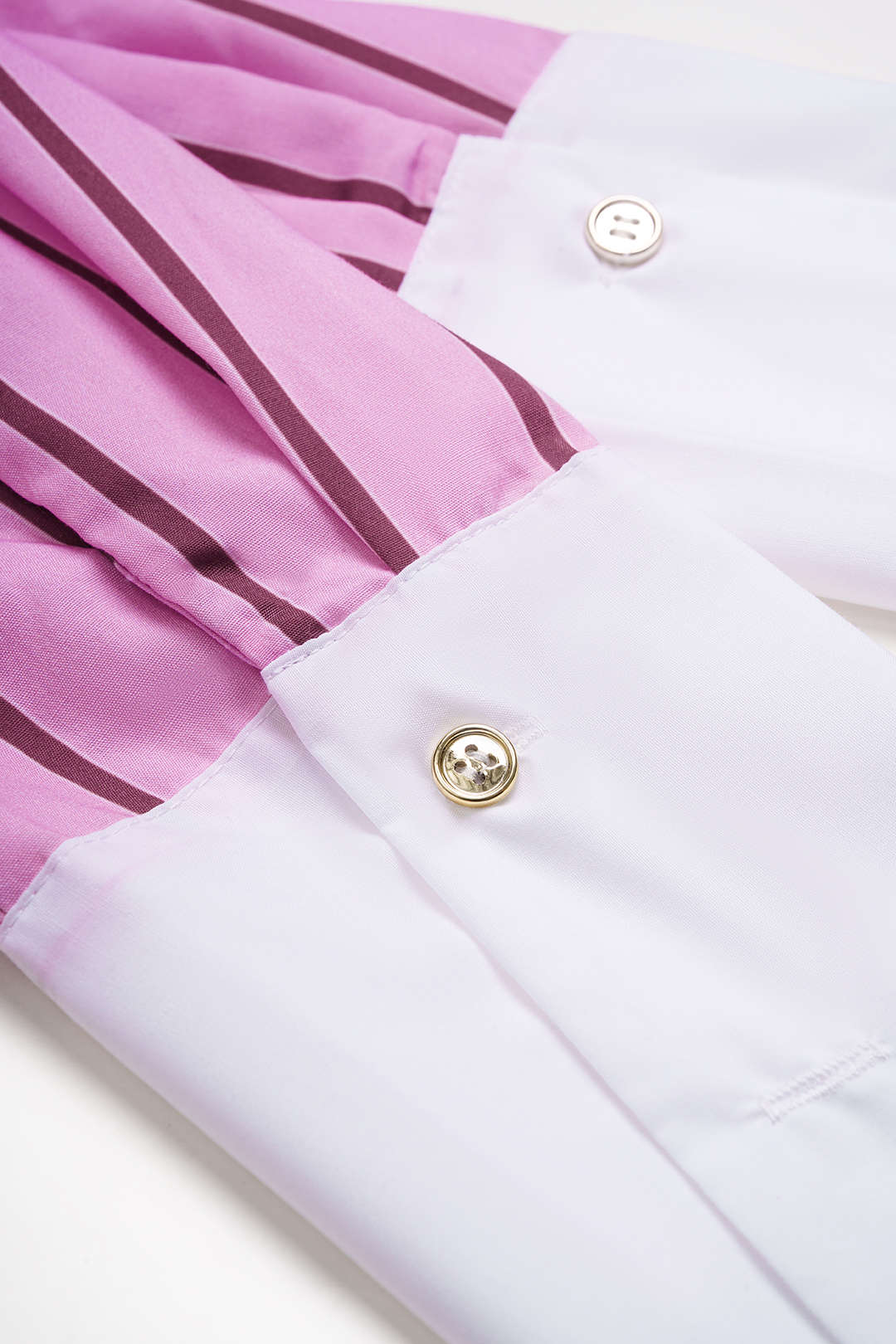 Contrast Stripes Print V-Neck Button Long-Sleeve Shirt