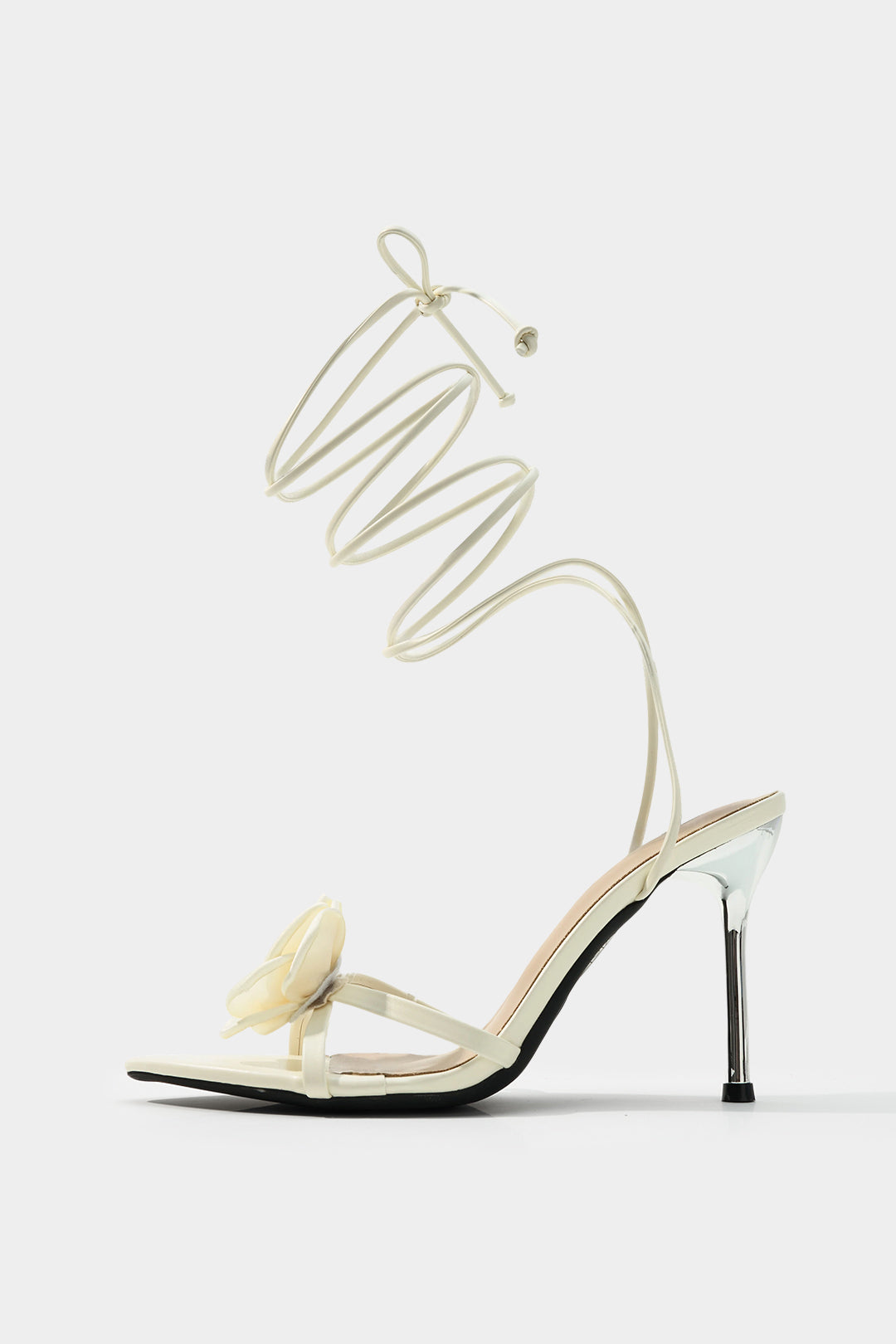 3D Floral Tie-Up Heels