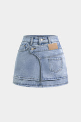 Denim Asymmetrical Pocket Skirt