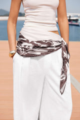 Contrast Ruched Tie-Up Knotted Pants