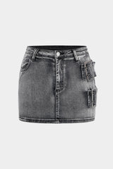 Denim Metallic Decor Skirt