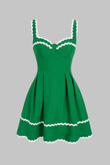 Contrast Binding Zipper Slip Sleeveless Mini Dress
