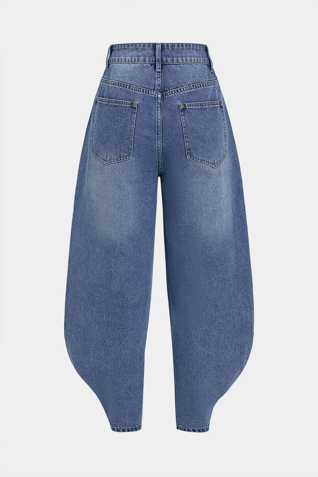 Denim Irregular Metallic Button Pocket Barrel Leg Jeans