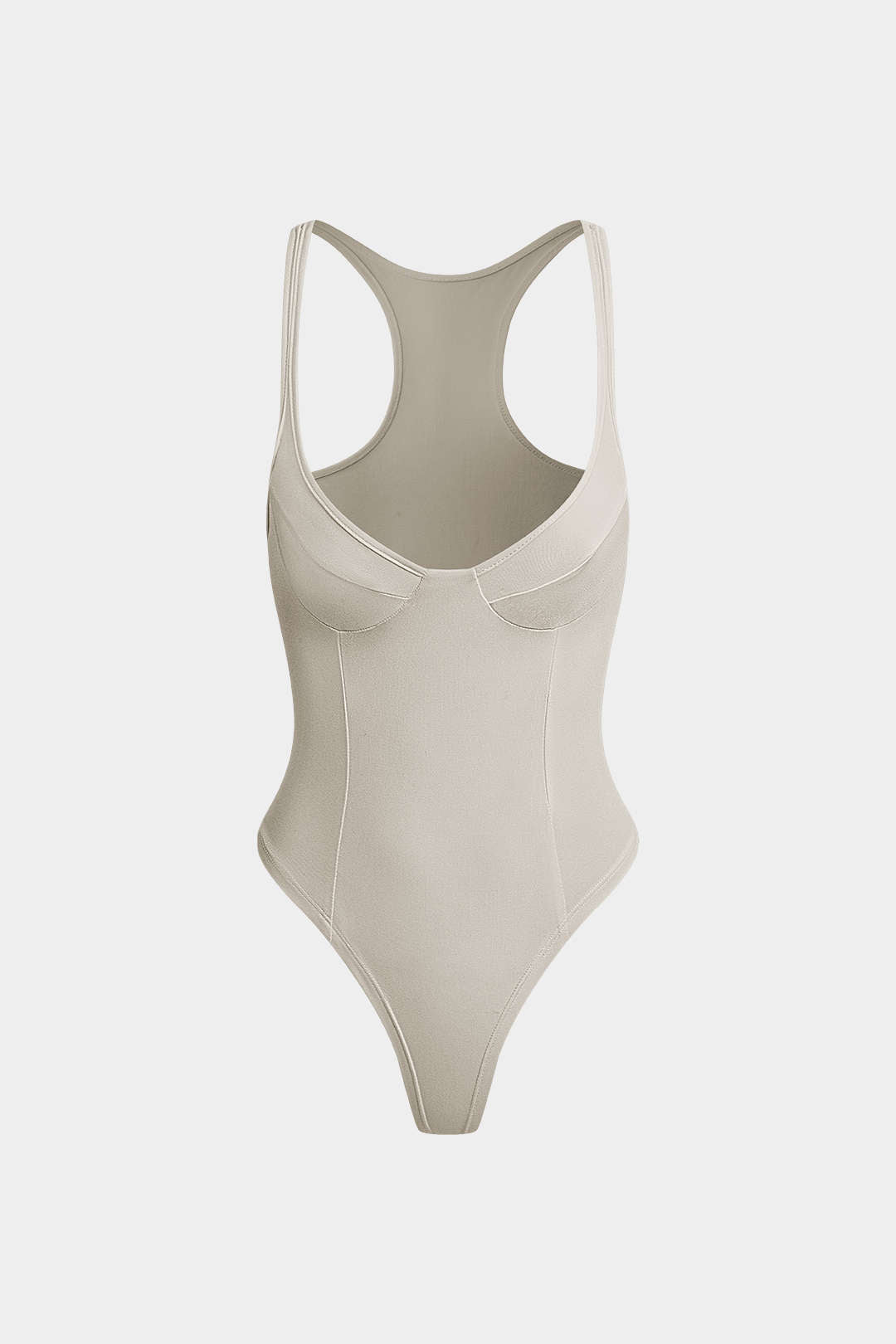 Basic Solid Deep-V Neck Bustier Sleeveless Bodysuit