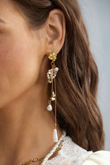 Alloy Asymmetrical Pearl Earrings
